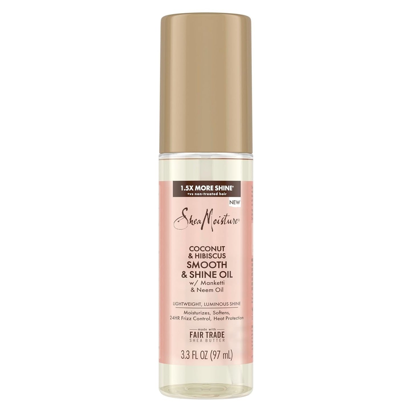 Shea Moisture Smooth & Shine Oil Coconut & Hibiscus for Lightweight, Luminous Shine, 3.3 Oz