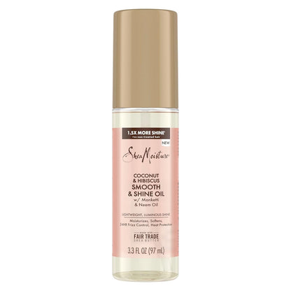 Shea Moisture Smooth & Shine Oil Coconut & Hibiscus for Lightweight, Luminous Shine, 3.3 Oz