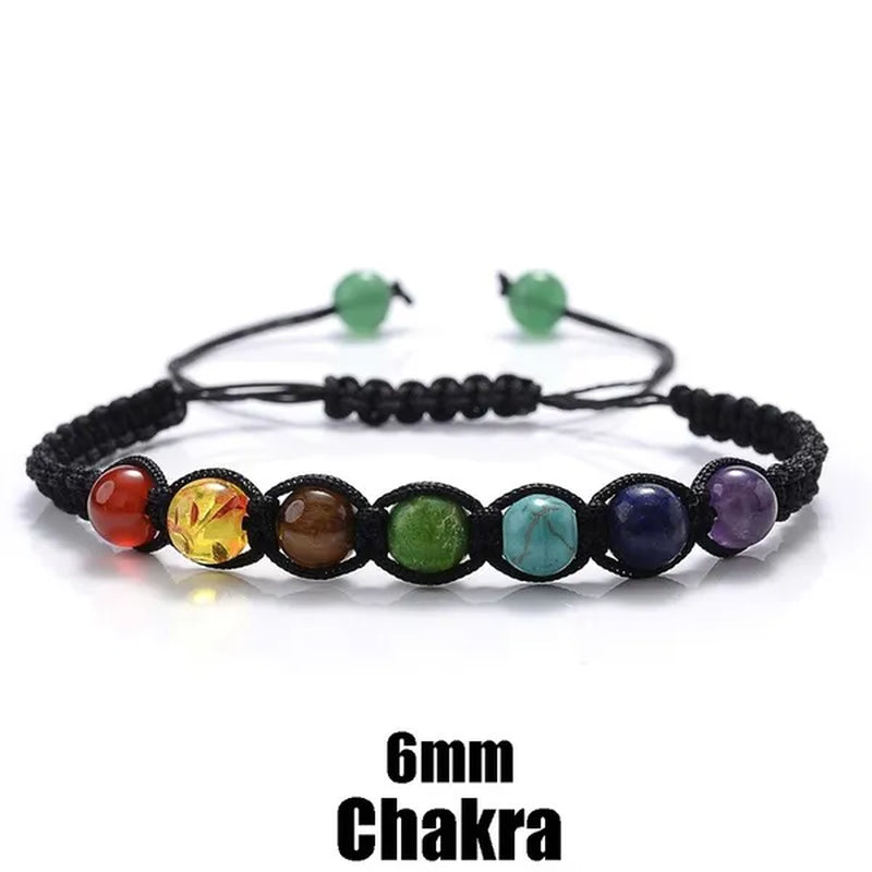 2022 New Fashion Classic 7 Chakra Beads Bracelet Natural Stone Black Rope Braided Yoga Reiki Healing Balance Bracelets Bangles Couple Bead Bracelet Meditation Gift Jewelry
