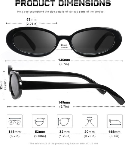 Sunglasses Womens Retro Oval Sunglasses for Women Men Fashion Small Oval Sun Glasses 90S Vintage Driving Shades