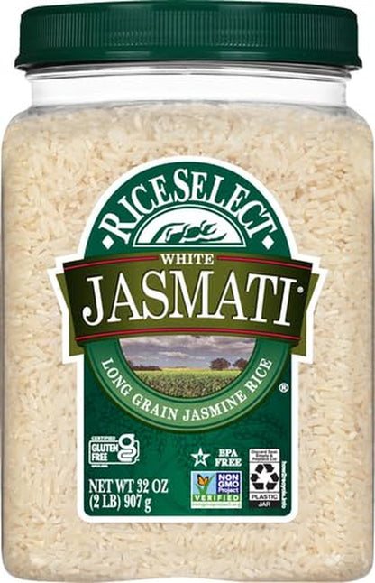 Jasmati Rice, Long-Grain Jasmine Rice, Premium Gluten Free Rice, Non-Gmo, 32 Ounce Jar