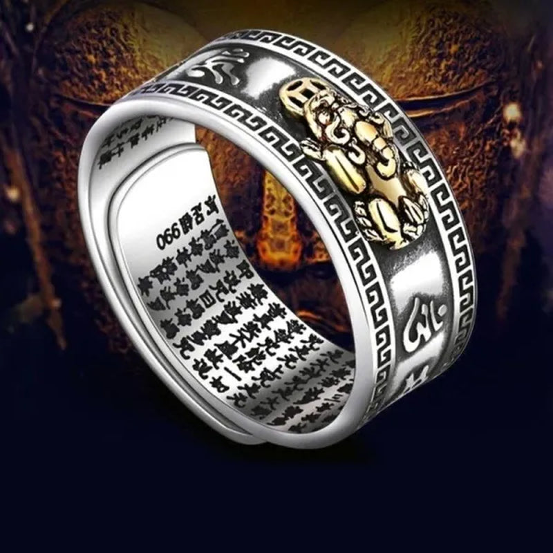1Pc Jewelry Feng Shui Pixiu Mani Mantra Protection Wealth Ring