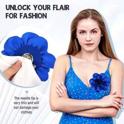 8 Pack Decorative 13Cm/5" Big Silky Satin Flower Brooch Pins Duckbill Alligator Hair Clips Barrettes Floral Hair Pins Accessories for Women Girls Teens Kids