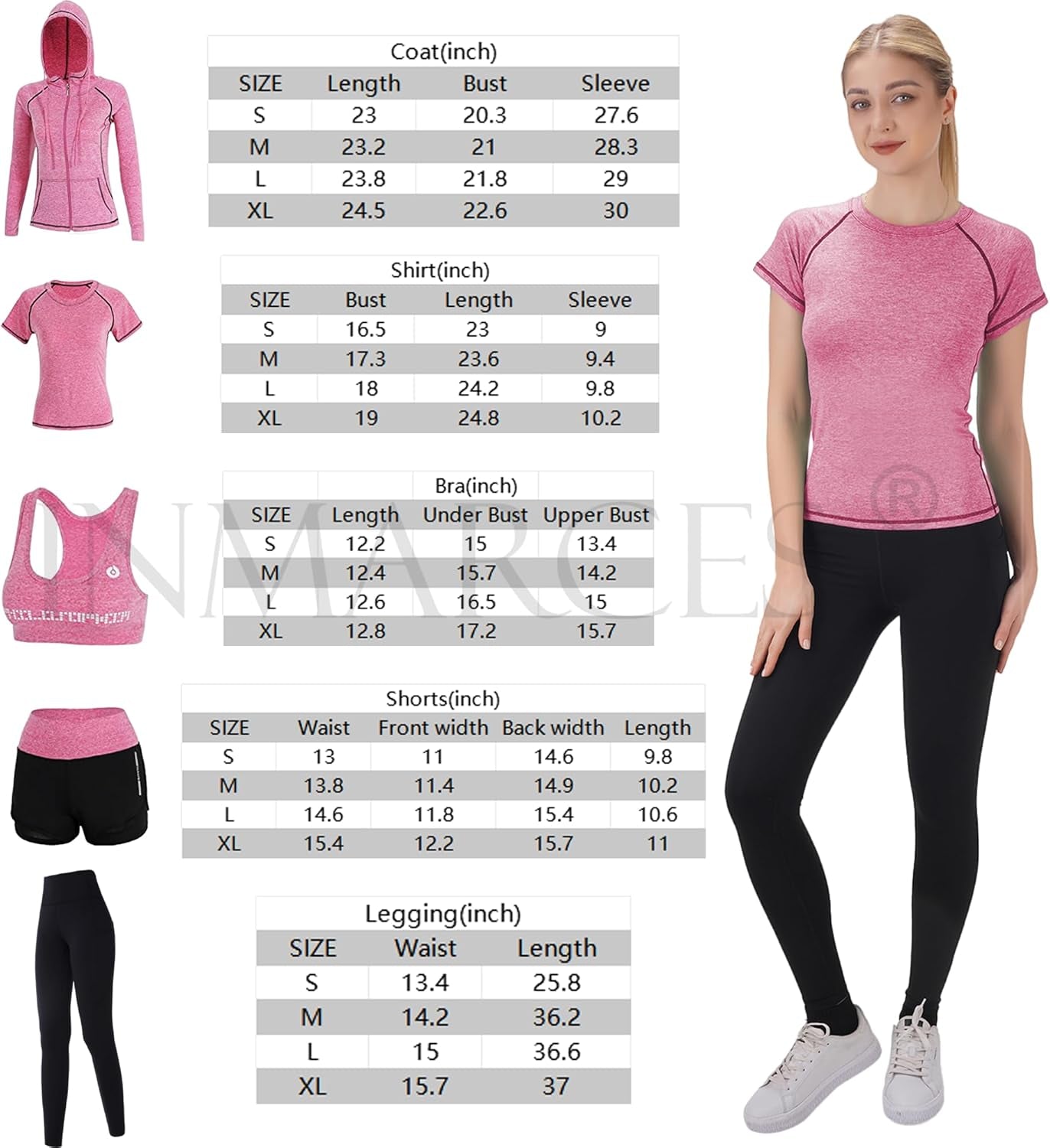 Workout Sets for Women 5 PCS Yoga Outfits Activewear Tracksuit Sets