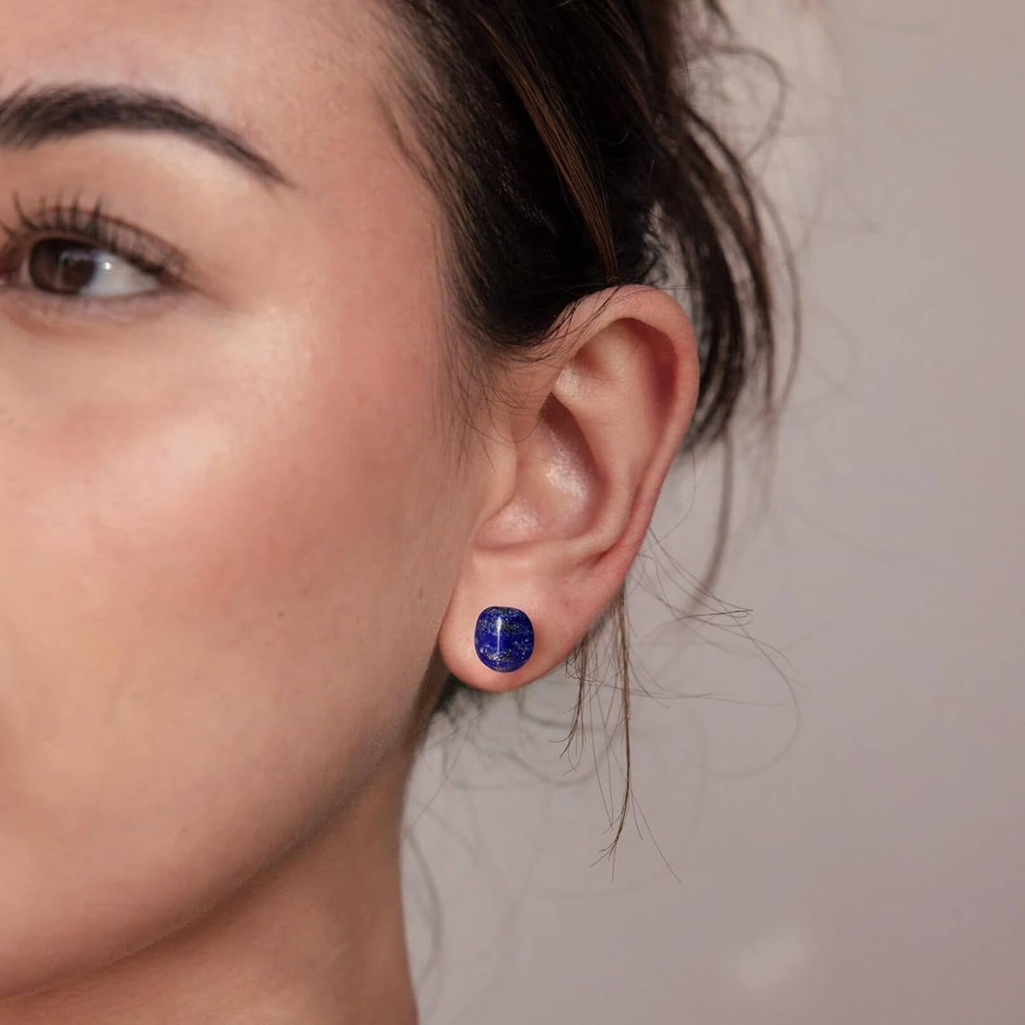 Lapis Lazuli Stud Earrings, Small Earrings for Second Hole, Everyday Earrings for Women, December Birthstone Jewelry for Men