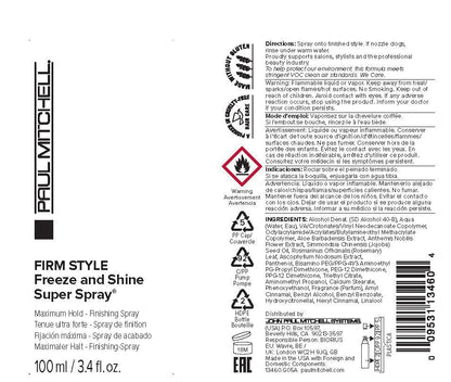 Paul Mitchell Freeze and Shine Super Hairspray, Maximum Hold, Shiny Finish Hairspray, for Coarse Hair