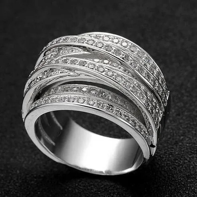 Fashion Jewelry 925 Sterling Silver Diamond White Sapphire Ring Size6-10