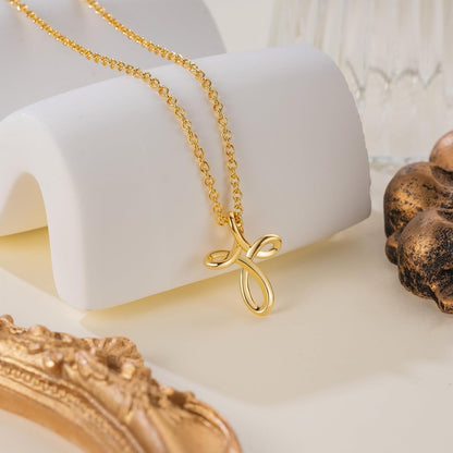 Cross Necklace for Women 14K Gold Cross Necklaces for Women Gold Crosses Chain Necklaces for Womens Distinctive Twisted Design Crosses Chain Pendant Necklace for Womens