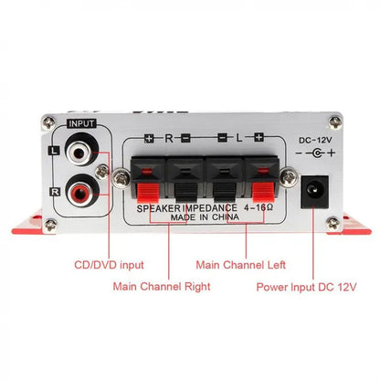 2CH Hi-Fi Car Stereo Amplifier Support CD / DVD / MP3 Input with Remote Control for Car Motorcycle Home
