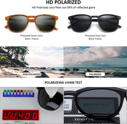 Polarized Sunglasses for Women Men: Retro Shades round | Square Frame UV Protection 2 Pack