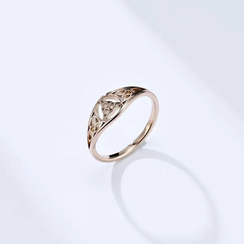 Women Men Viking Celtic Triquetera Knot Ring Titanium Stainless Steel Hollow Out Eternity Eternal Irish Celtic Knot Rings Engagement & Wedding Band US Size 6-11 Silver / Black / Rose Gold