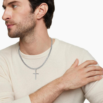 316L Stainless Steel Cross Chain Necklace Valentines Stuff Jewelry Gifts for Men Boys, Silver Gold Black Necklaces 5Mm Non-Fading Sturdy Cuban Chain with Cross Pendant 14/16/18/20/22/24Inch