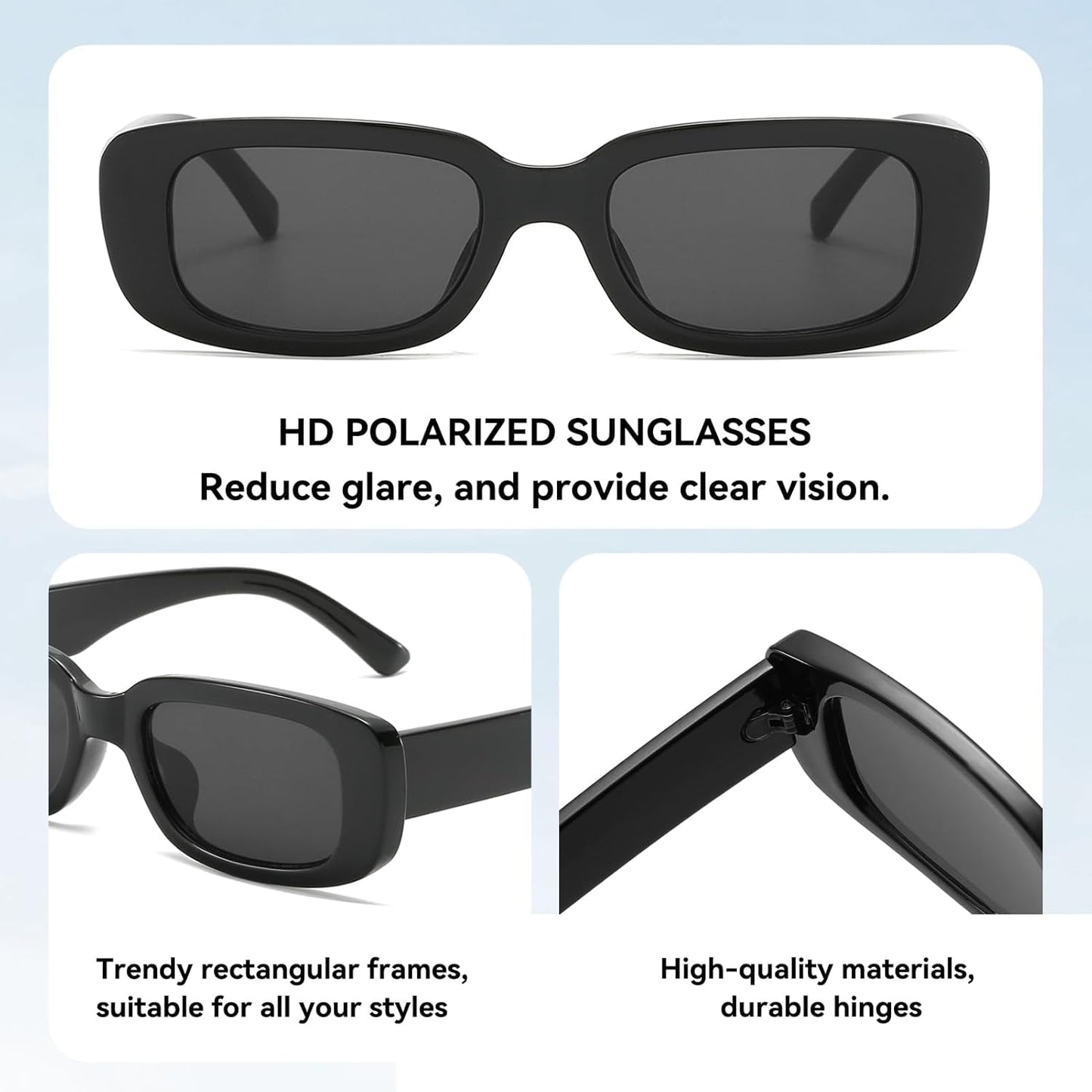 Rectangle Sunglasses for Women Men Trendy Retro Fashion Sunglasses UV 400 Protection Square Fram