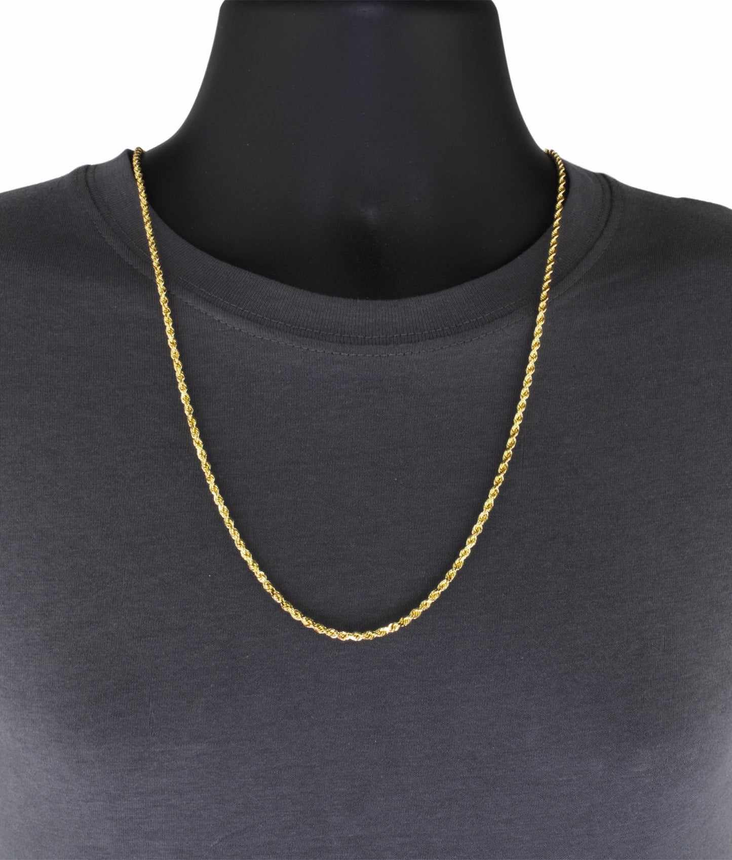 10K Yellow Gold 3Mm Diamond Cut Rope Chain Lightweight Necklace, Mens Womens Jewelry 16" - 30"