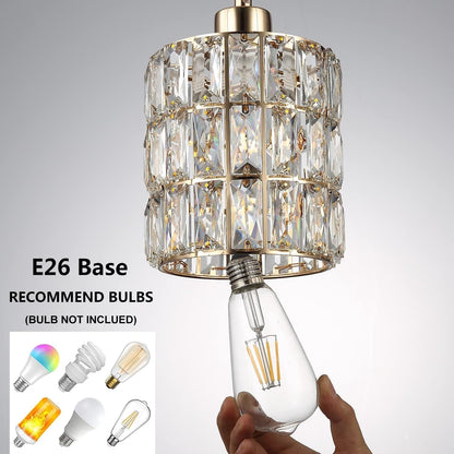 3 Pack Gold Crystal Pendant Light, Modern Glam Light Kitchen Island with ‎E26 Bulb Base, Small Crystal Hanging Lamp for Bar,Dining Room,Corridor,Living Room over Sink