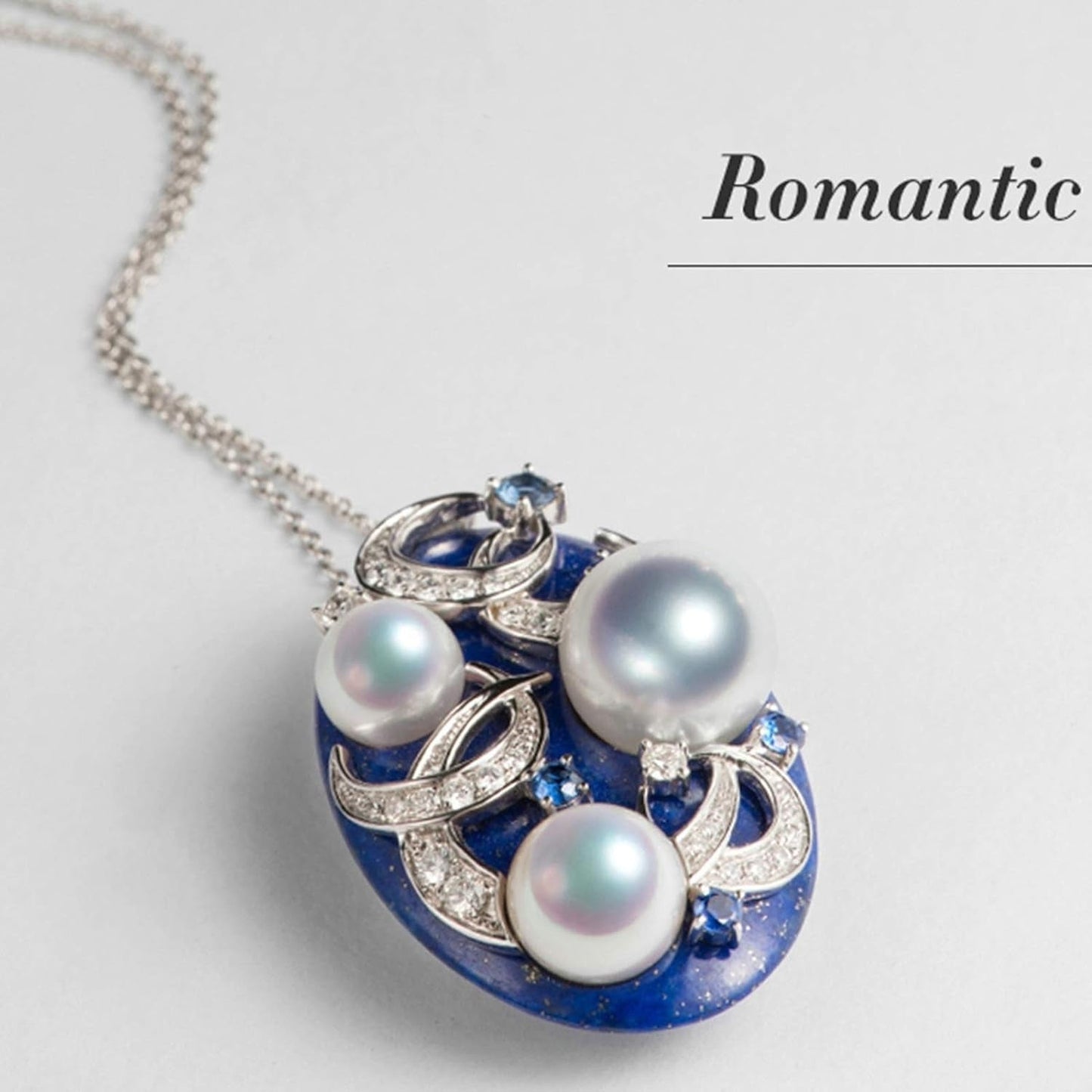18K Gold Necklaces for Women Womens Necklaces Diamond 0.7Ct Moon Lapis Lazuli round Pearl Pendant Necklaces Silver