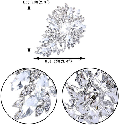 Women'S Austrian Crystal Wedding Flower Leaf Bouquet Brooch