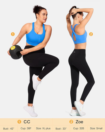 Zip Front Adjustable High Impact Sports Bras for Women Premium Quality Full Coverage Workout Running Removable Pads - WORLD TIME VISITS