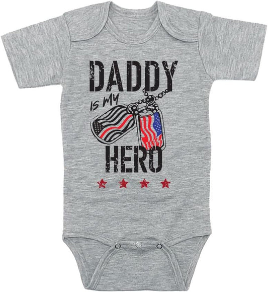 Teenow - Daddy Is My Hero (Custom Color All Branches) - US Military Inspired Baby Infant Bodysuit - Boy/Girl