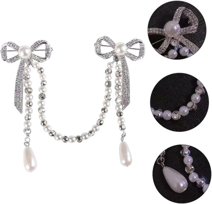 Diamond Tassel Pearl Brooch Chain Alloy Shiny Corsage Women'S Unique Brooch for Parties and Daily Wear