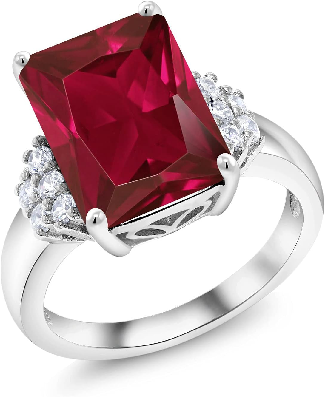 5-10 Cttw Gemstone Birthstone Engagement Ring for Women | 14X10MM Emerald Cut | 925 Sterling Silver | Wedding Anniversary Promise Ring | Available in Size 5, 6, 7, 8, 9 - WORLD TIME VISITS