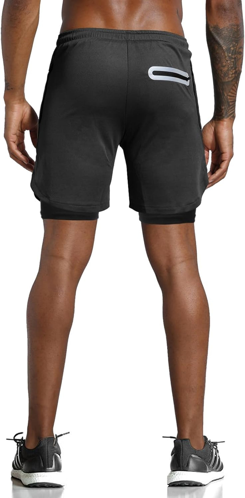 Men'S 2 in 1 Workout Running Shorts Lightweight Training Yoga Gym 7" Short with Zipper Pockets