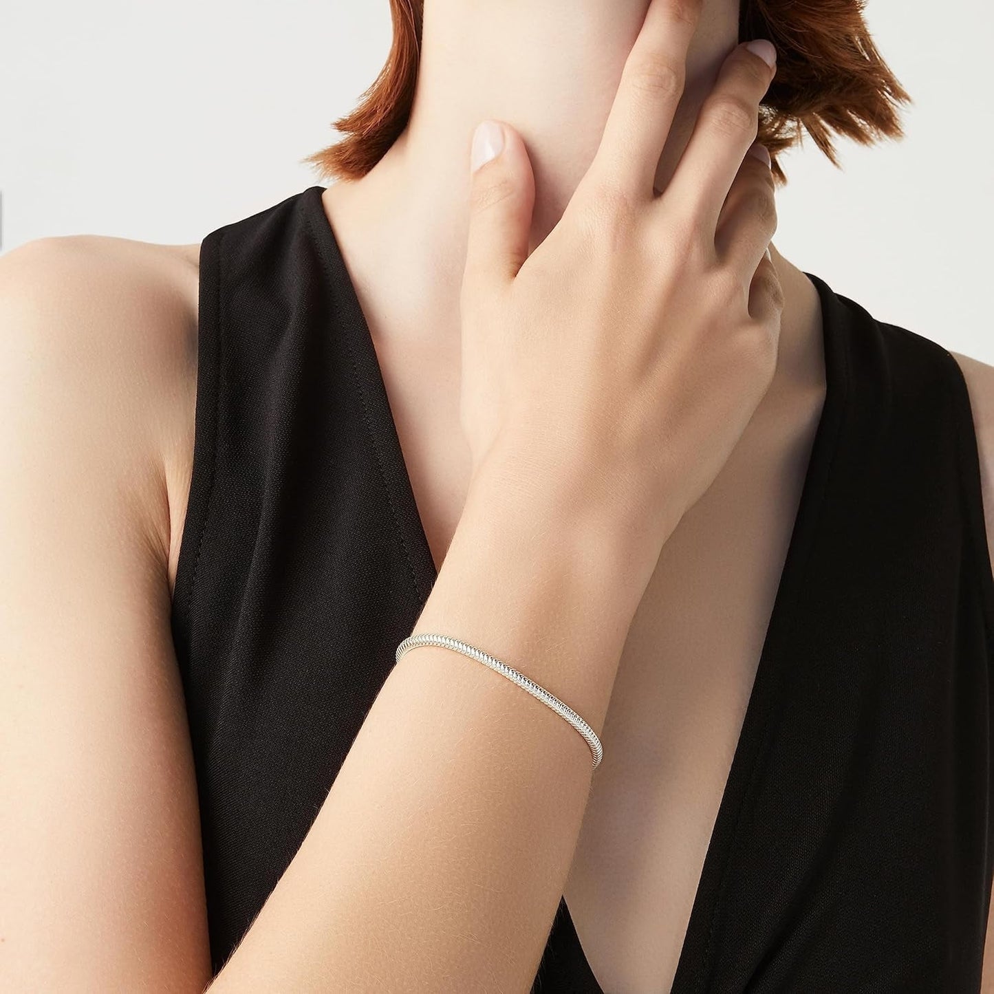 Italian 925 Sterling Silver Solid 3Mm Snake Chain Bracelet for Women Men, Made in Italy