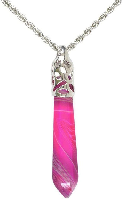 Hexagonal Pointed Reiki Chakra Pendant Stainless Steel Chain Necklace 20 Inch Iron Gift Box