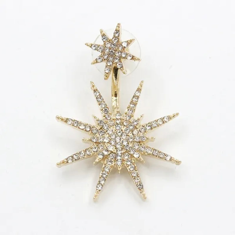 Sparkling Hexagram Snowflake White Sapphire Fission Stud Earrings Charms Bride Jewelry Christmas Gifts