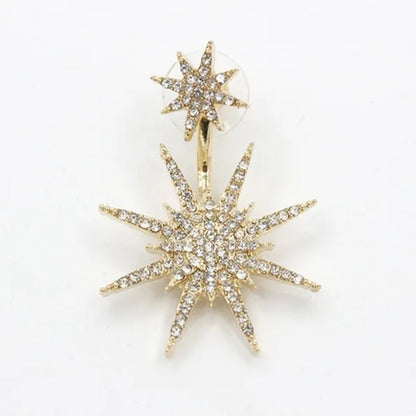Sparkling Hexagram Snowflake White Sapphire Fission Stud Earrings Charms Bride Jewelry Christmas Gifts