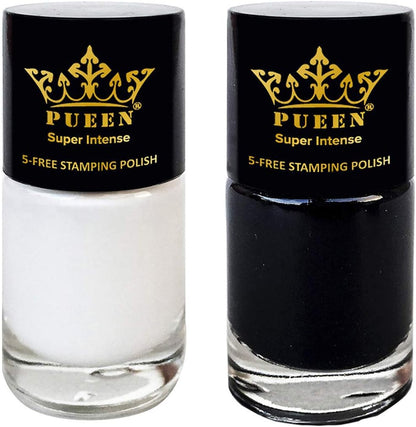 MUST HAVE Stamping Polish Collection Set Big 5-FREE Formula Nail Color Lacquer (805 - Black Jack + 806 - Pure White) - BH000872