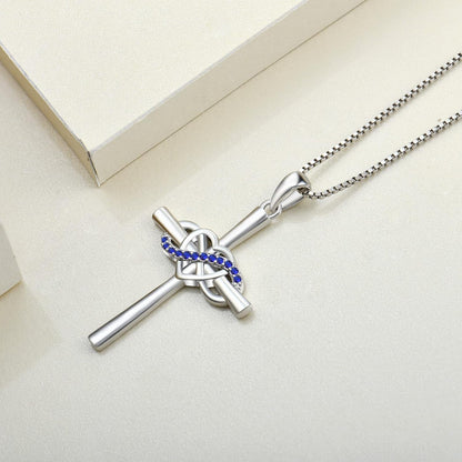 Cross Necklace Sterling Silver Infinity Heart Crucifix Pendant Birthstone Criss Jewelry for Women
