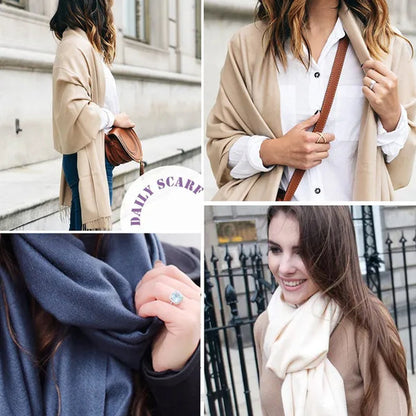 200X*70Cm Fashion Solid Color Women Scarf Winter Hijabs Tassels Long Lady Shawls Cashmere like Pashmina Hijabs Scarves Wraps - WORLD TIME VISITS