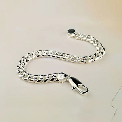 Men's 925 Sterling Silver Bracelet 10MM Classic Original Silver Cuban Chain Solid Silver Bracelet Rapper 2020 New 925 Sterling Silver Fashion Bracelet