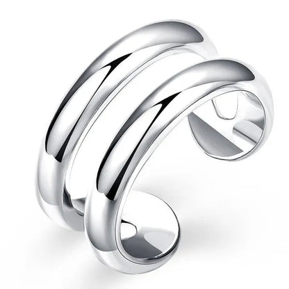 925 Sterling Silver Thumb Finger Ring Opening Double Lines With  Vintage Fashion Silver Engagement Rings for Women Men
