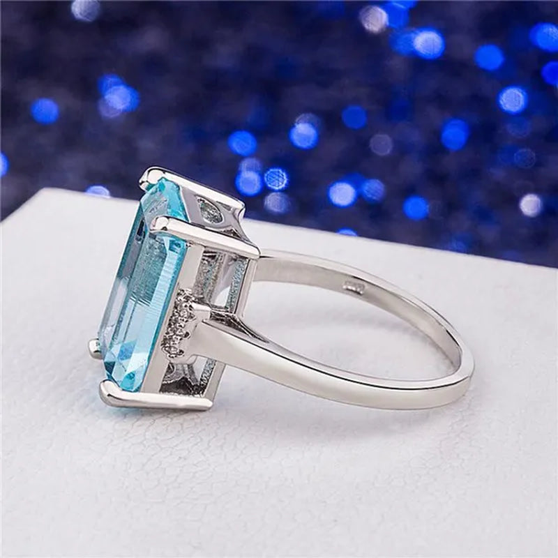 Fashion Princess engagement jewelry 16.42ct natural Aquamarine multicolor wedding commitment ring size 5-11