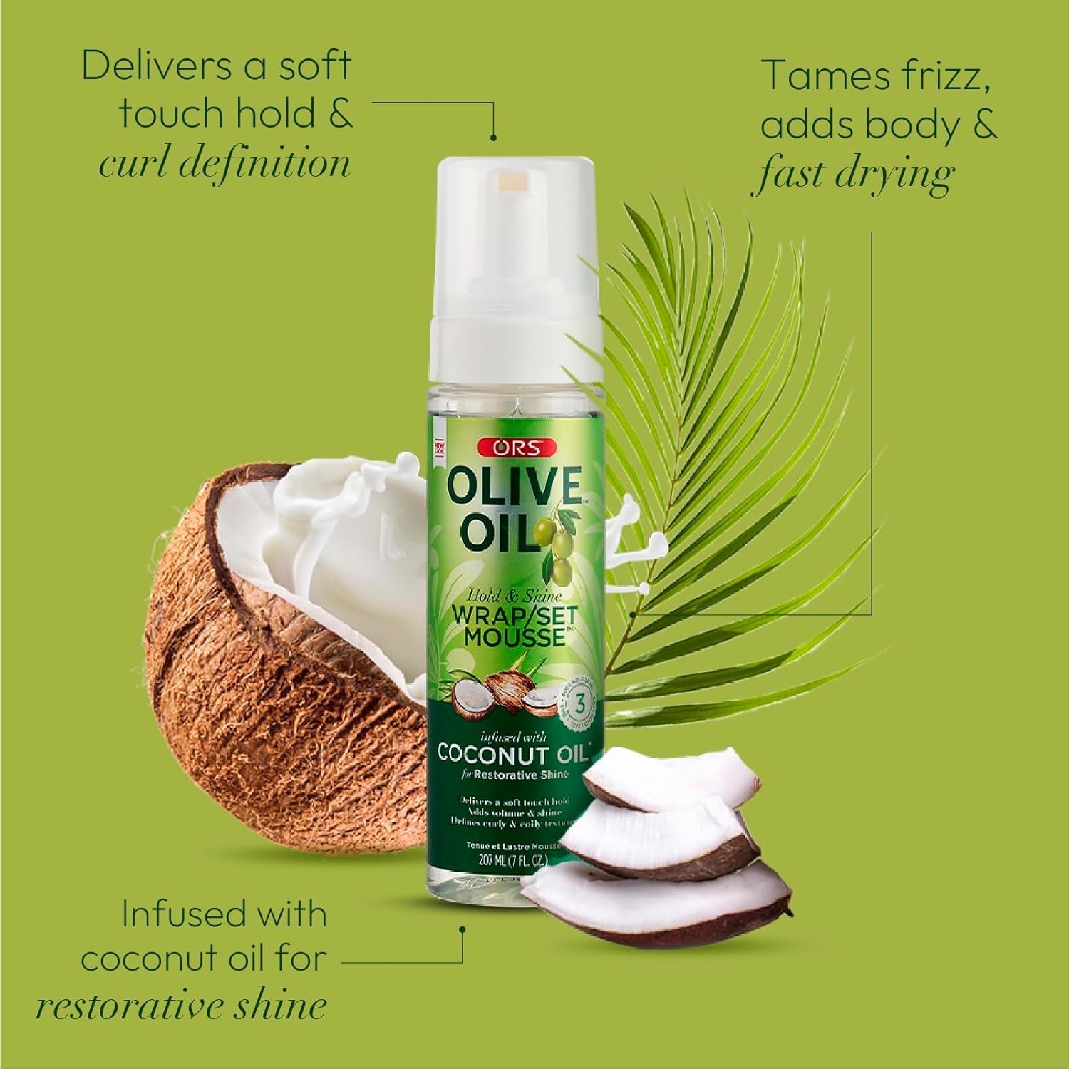 Olive Oil Hold & Shine Wrap/Set Mousse - WORLD TIME VISITS