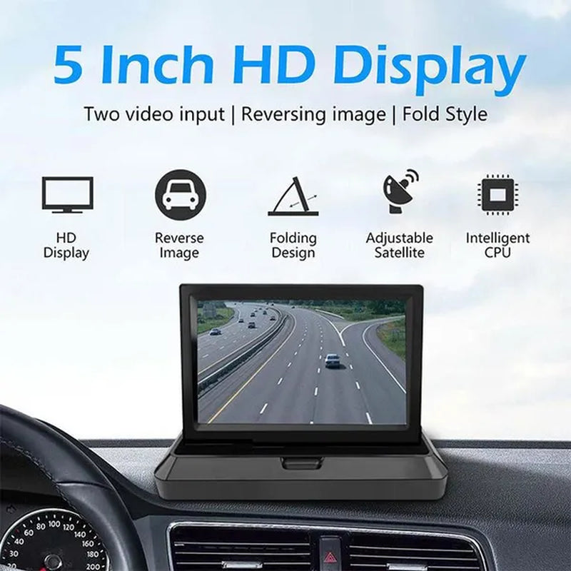 5 Inch TFT LCD Car Reverse Monitor with 12 LED Car Rear View Camera Foldable Car Monitor Display Parking System - WORLD TIME VISITS