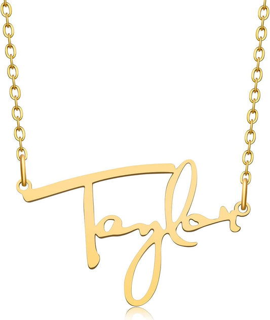 Signature Necklace Gold Name Pendant Inspired by Album Women Stainless Steel Necklace Choker for Fans
