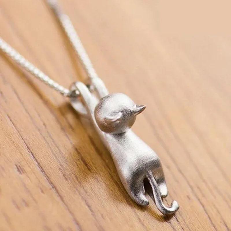 Genuine Cute Cat Pendant Necklace for Women Daily Casual Party Jewelry Gift