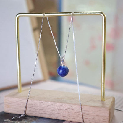 Adjustable 925 Sterling Silver Plated with 18K White Gold Lapis Lazuli Necklace for Women - Handmade Crystal Pendant Jewelry | December Birthstone(Lapis-Lazuli)