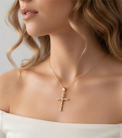 Cross Necklace 14K Gold Cross Necklaces for Women Twisted Cross Infinity Open Loop Pendant Necklace for Womens Religious Jewelry - WORLD TIME VISITS