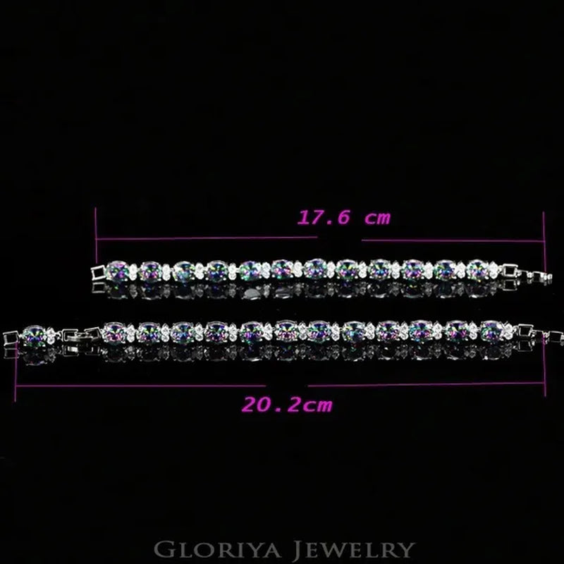 Gloriya Romantic Multicolor Rhinestone Setting Glittering CZ Stone Platinum Plated Bracelets Bangles Luxury Wedding Bracelets For Women Crystal Jewelry