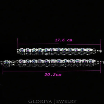 Gloriya Romantic Multicolor Rhinestone Setting Glittering CZ Stone Platinum Plated Bracelets Bangles Luxury Wedding Bracelets For Women Crystal Jewelry