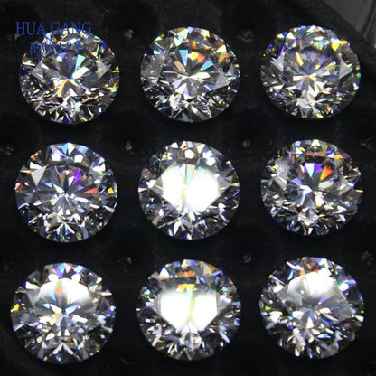 Cubic Zirconia Stone round White Brilliant Cut Loose CZ Stones Synthetic Gems Beads for Jewelry AAAAA