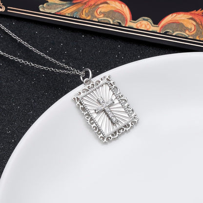 Cross Pendant Necklace for Women S925 Sterling Silver, Trendy Simple Zircon Cross Necklace, Religious Jewelry Gift for Christian Faith, Baptism, First Communion, Birthday, Valentine'S Day