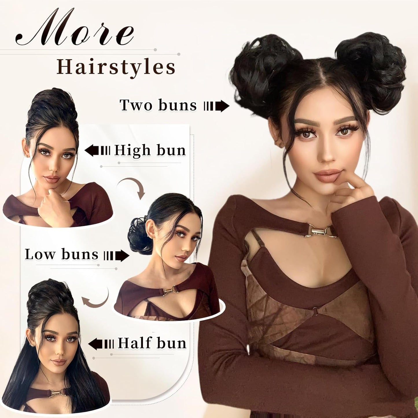 Messy Bun Hair Piece Wavy Curly Scrunchies for Women Hair Bun Hair Piece with Elastic Band Scrunchies Stretchy Fluffy Chignon Ponytail Hairpieces Updos for Women (18TH85)