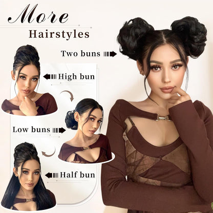 Messy Bun Hair Piece Wavy Curly Scrunchies for Women Hair Bun Hair Piece with Elastic Band Scrunchies Stretchy Fluffy Chignon Ponytail Hairpieces Updos for Women (18TH85)