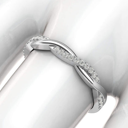 14K White Gold 2.5Mm Petite Twisted Vine Simulated Diamond Ring Wedding Band Matching Ring