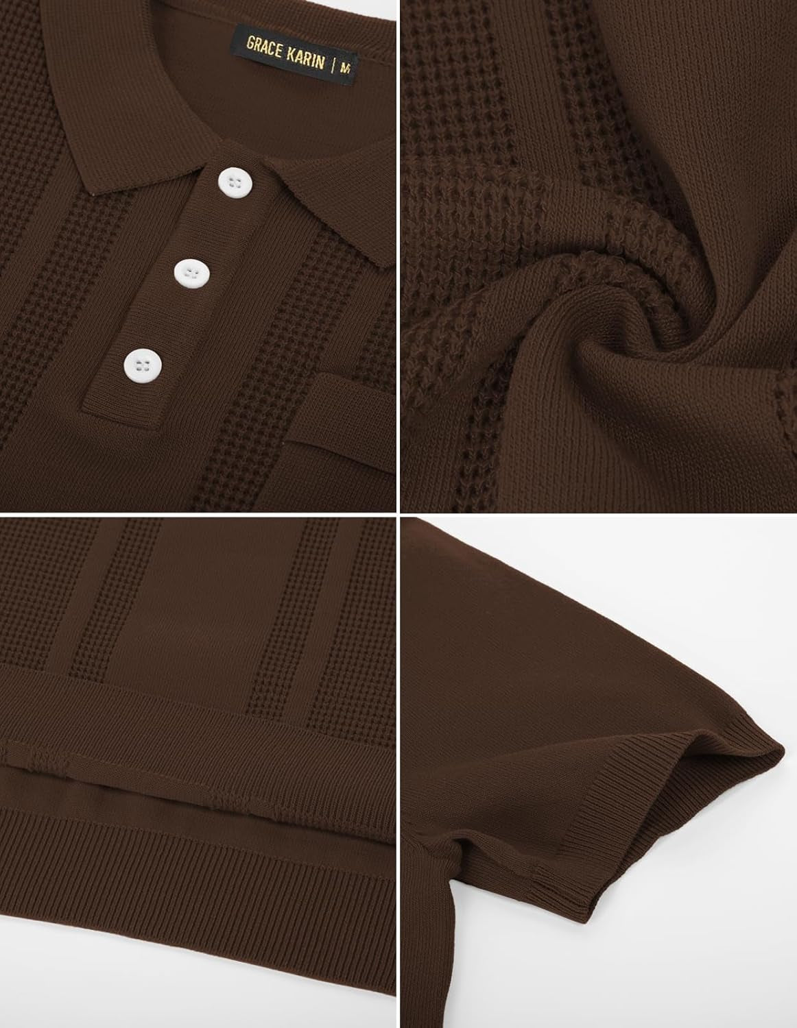 Men'S Knit Polo Shirts Short Sleeve Texture Lightweight Golf Shirts Sweater